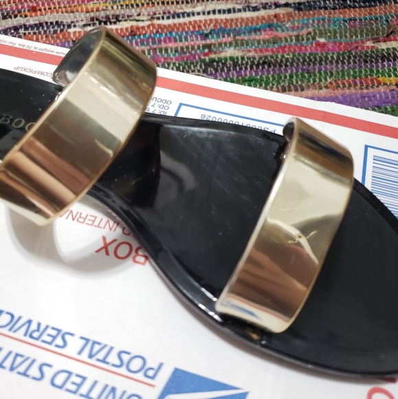 Bamboo Black And Gold Metallic Sandals Size 7 38EU - Picture 7 of 12